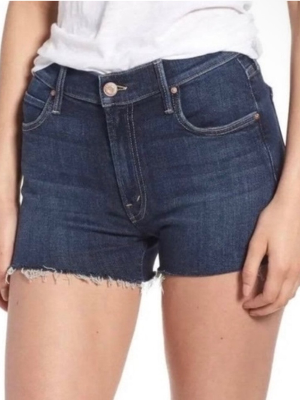 MOTHER Dark Blue Denim Jean Shorts